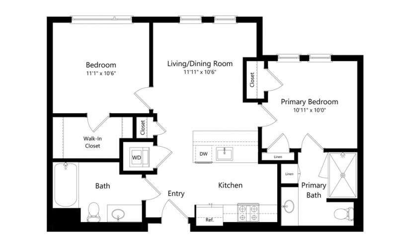 2A.3 2 Bed 2 Bath Floorplan